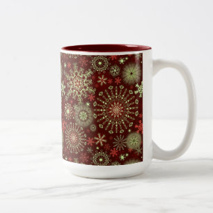 Spitze-Schneeflocken 4 Zweifarbige Tasse