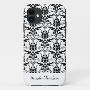 Spitze Schwarz Weiß Damast-Muster iphone 5 Hülle