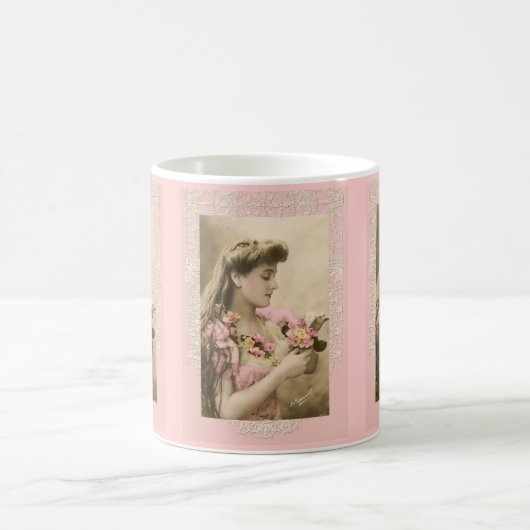 Spitze und Blumensträuße viktorianische Dame Kaffeetasse (Mittel)