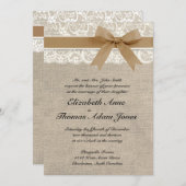 Spitze-und Leinwand-rustikales Einladung (Vorne/Hinten)