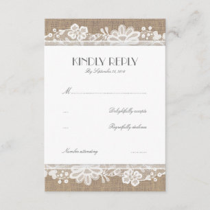 Spitze-und Leinwand-Vintage Hochzeit UAWG Karten