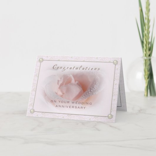 Spitze-und Perlen-Hochzeitstag-Karte Karte (Vorderseite)