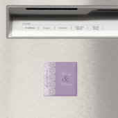 Spitze-und Perlen-Lavendel-Save the Date Magnet (In Situ (Geschirrspüler))