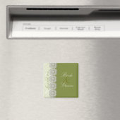 Spitze-und Perlen-Moos-Grün-Save the Date Magnet (In Situ (Geschirrspüler))