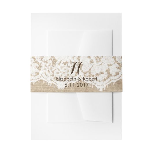 Spitze und Rosen auf dem Imitat hölzern Einladungsbanderole (Vorderseite Beispiel)