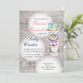 SpitzeDoilies u. Teacups-BrautBrunch-Einladung Einladung (Stehend Vorderseite)