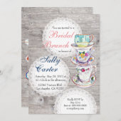 SpitzeDoilies u. Teacups-BrautBrunch-Einladung Einladung (Vorne/Hinten)