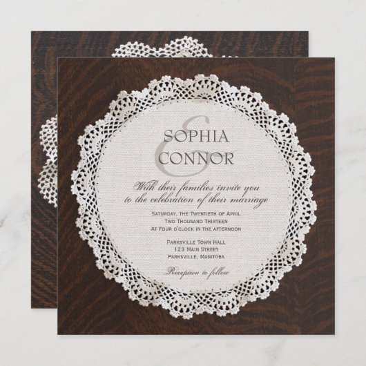 Spitzedoily-Hochzeits-Einladung Einladung (Vorne/Hinten)