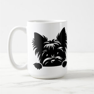 Spitzelnder Yorkie Schwarz und Weiß Kaffeetasse