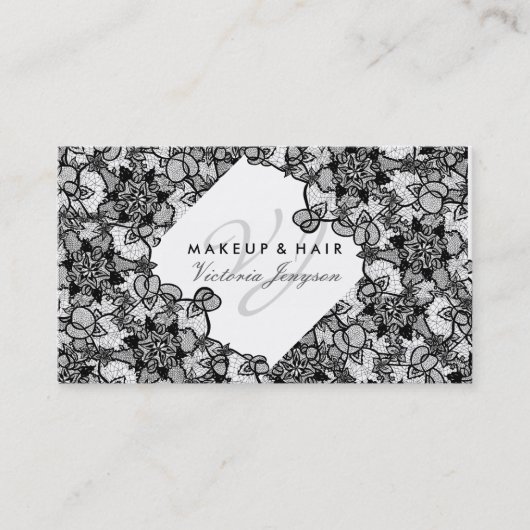 Spitzemit blumenmuster des Haarmakes-up Visitenkarte (Vorderseite)