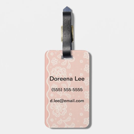 Spitzemuster, Blume Vintage 4 Gepäckanhänger (Rückseite vertikal)