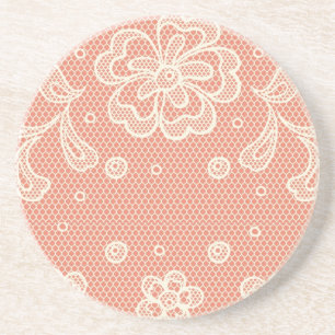 Spitzemuster, Blume Vintage 4 Sandstein Untersetzer