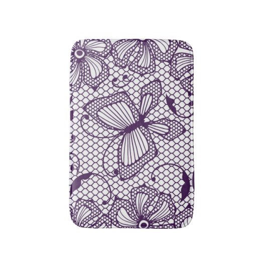 Spitzemuster mit Schmetterlingen Badematte (Vorderseite Vertikal)