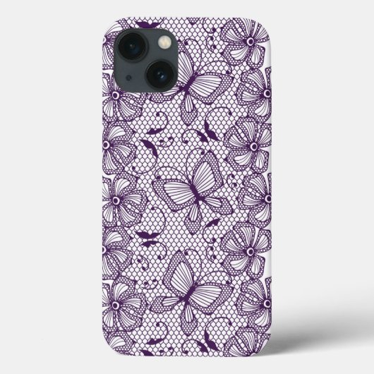 Spitzemuster mit Schmetterlingen Case-Mate iPhone Hülle (Rückseite)