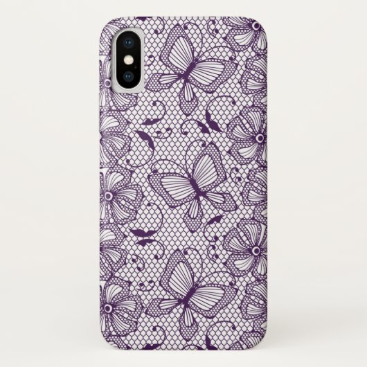Spitzemuster mit Schmetterlingen Case-Mate iPhone Hülle (Rückseite)