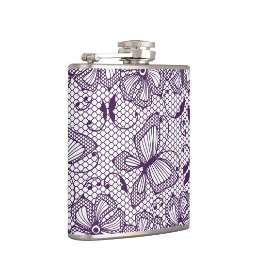 Spitzemuster mit Schmetterlingen Flachmann (Rechts)