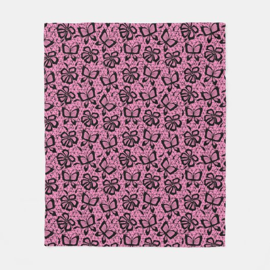 Spitzemuster mit Schmetterlingen Fleecedecke (Vorderseite)