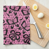 Spitzemuster mit Schmetterlingen Geschirrtuch (Viertel Falte)