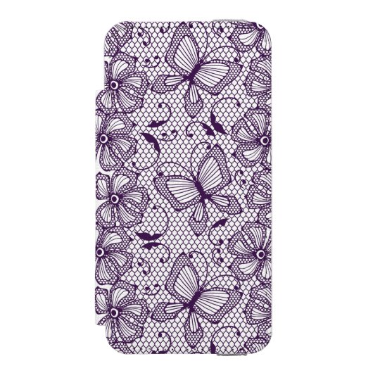 Spitzemuster mit Schmetterlingen Incipio iPhone Geldbeutel-Hülle (Folio Vorderseite)