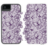 Spitzemuster mit Schmetterlingen Incipio iPhone Geldbeutel-Hülle (Folio Geöffnet)