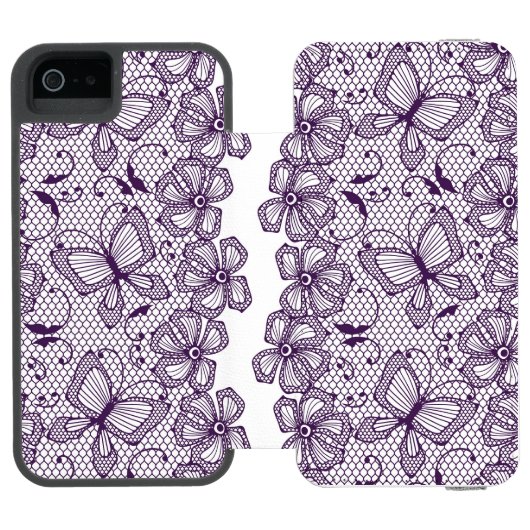 Spitzemuster mit Schmetterlingen Incipio iPhone Geldbeutel-Hülle (Folio Geöffnet)