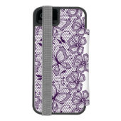 Spitzemuster mit Schmetterlingen Incipio iPhone Geldbeutel-Hülle (Folio Rückseite)