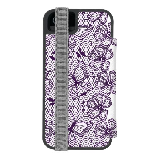 Spitzemuster mit Schmetterlingen Incipio iPhone Geldbeutel-Hülle (Folio Rückseite)