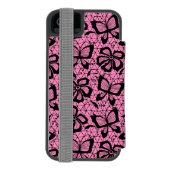 Spitzemuster mit Schmetterlingen Incipio iPhone Geldbeutel-Hülle (Folio Rückseite)