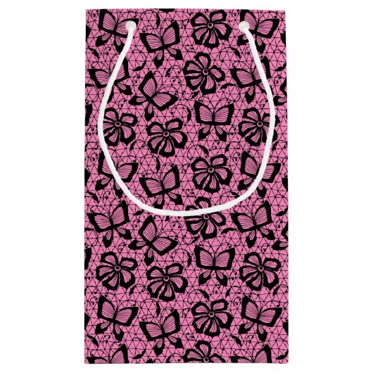 Spitzemuster mit Schmetterlingen Kleine Geschenktüte (Rückseite)