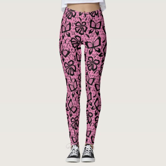 Spitzemuster mit Schmetterlingen Leggings (Vorderseite)
