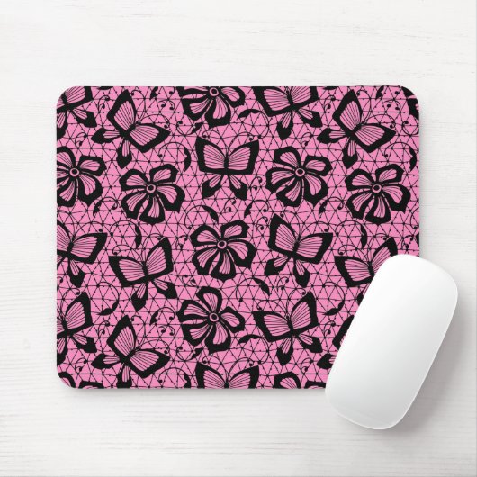 Spitzemuster mit Schmetterlingen Mousepad (Mit Mouse)