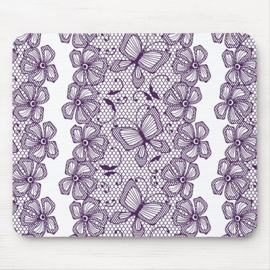 Spitzemuster mit Schmetterlingen Mousepad (Vorne)