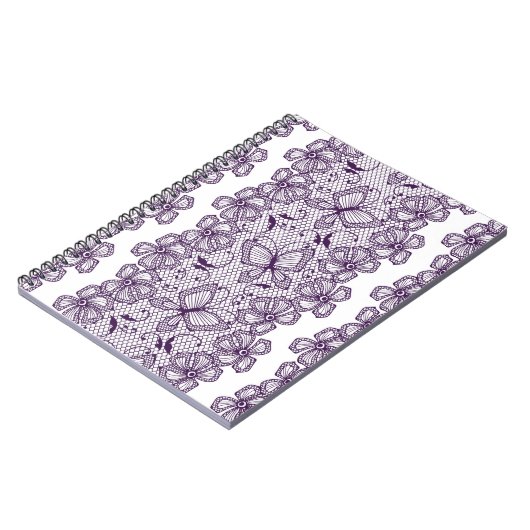 Spitzemuster mit Schmetterlingen Notizblock (Linke Seite)