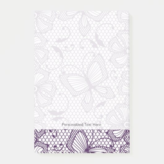 Spitzemuster mit Schmetterlingen Post-it Klebezettel (Vorderseite)