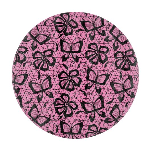 Spitzemuster mit Schmetterlingen Schneidebrett (Vorderseite)