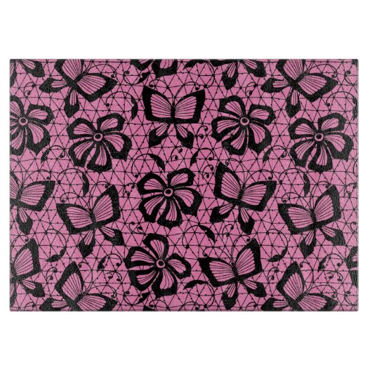 Spitzemuster mit Schmetterlingen Schneidebrett (Vorderseite)