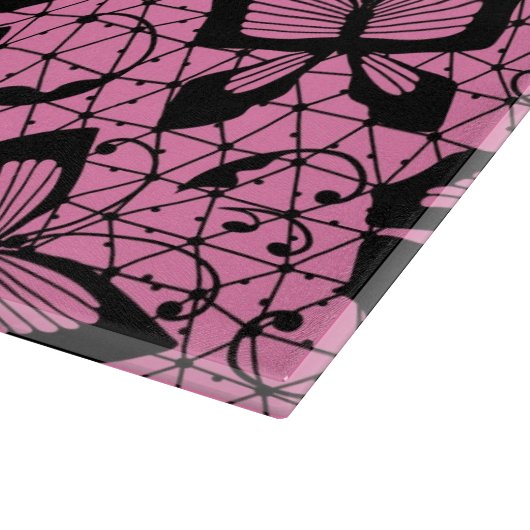 Spitzemuster mit Schmetterlingen Schneidebrett (Ecke)