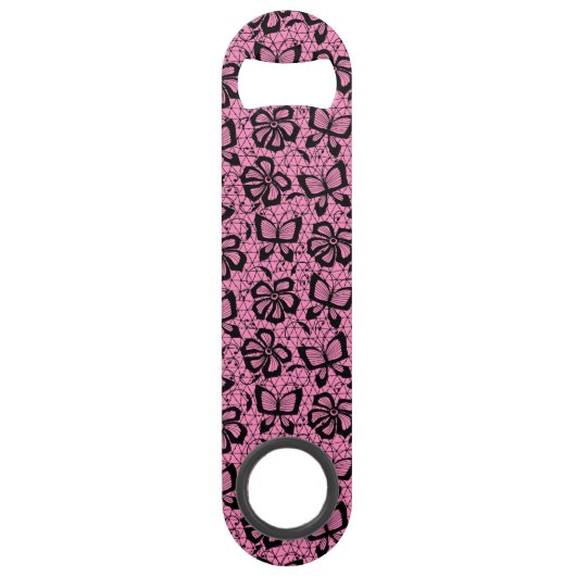 Spitzemuster mit Schmetterlingen Speed Flaschenöffner (Rückseite)