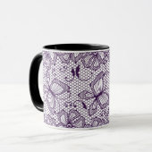 Spitzemuster mit Schmetterlingen Tasse (Vorderseite Links)