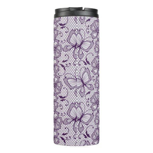 Spitzemuster mit Schmetterlingen Thermosbecher (Rückseite)