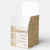 Spitzen-, Band-Blume- und Burlap-Hochzeit Geschenkschachtel (Geöffnet)
