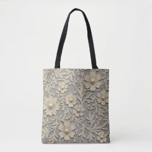 Spitzen-Blumenlook mit Perlenzentren Tasche