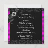 Spitzen & Bow Pink Black Junggeselinnen-Abschied E Einladung (Rückseite)