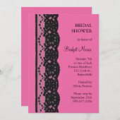 Spitzen-Brautparty (Fuchsia) Einladung (Vorne/Hinten)