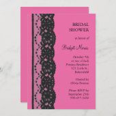 Spitzen-Brautparty (Fuchsia) Einladung (Vorne/Hinten)