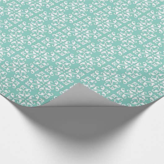 Spitzen- Cutwork - Weiß über seafoam Grün Geschenkpapier (Ecke)