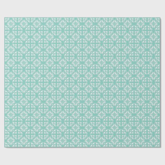 Spitzen- Cutwork - Weiß über seafoam Grün Geschenkpapier (Flach)
