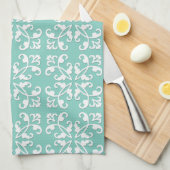 Spitzen- Cutwork - Weiß über seafoam Grün Handtuch (Viertel Falte)