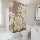 Spitzen Delikatessen: Weißes Stoffkunst Duschvorhang (Beispiel)