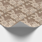 Spitzen Delikatessen: Weißes Stoffkunst Geschenkpapier (Ecke)